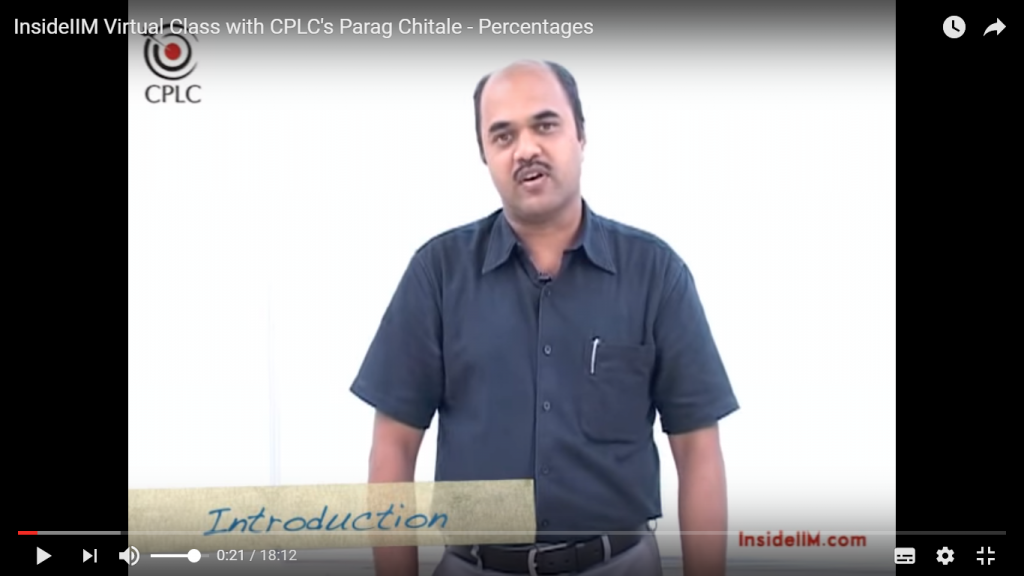 Percentages, Profit & Loss and Simple & Compound Interest - InsideIIM Virtual Class with CPLC’s Parag Chitale