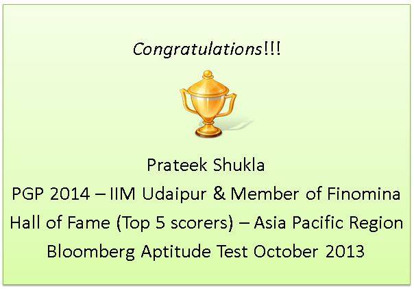 IIMU student in Bloomberg Hall of Fame