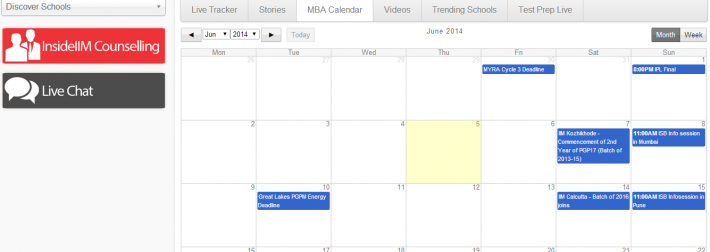 The InsideIIM MBA Calendar - Track your MBA at one place