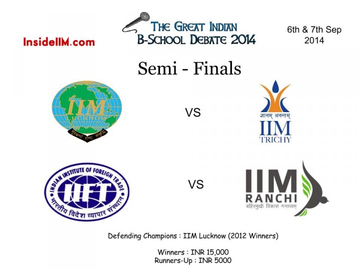 The Great Indian B School Debate - Semi-Final Lineups