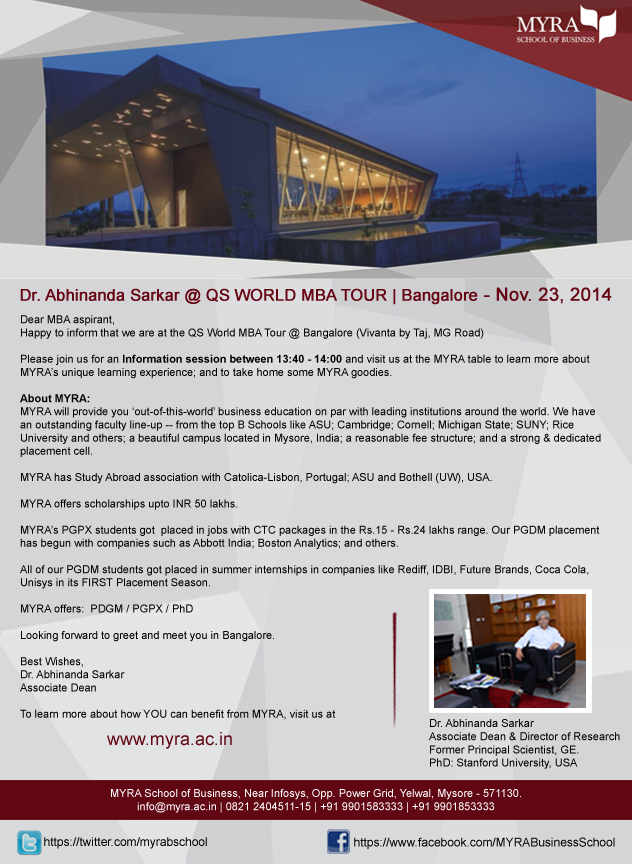 Dr. Abhinanda Sarkar @ QS Fair, Bangalore | November 23, 2014