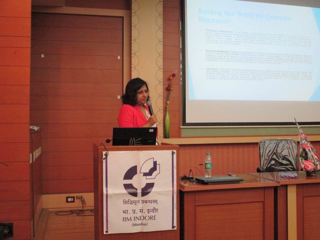 Building your brand via corporate reputation : A guest lecture by Ms. Deepa Thomas, General Manager, Group Communications at Mahindra &amp; Mahindra