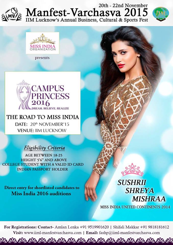 IIM Lucknow’s Manfest Varchasva in association with the Miss India Organization presents Campus Princess