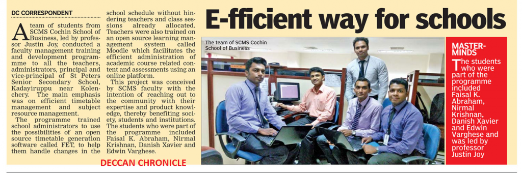 Internship project conducted by SCMS Cochin School of Business’ Students on “Timetable Management”