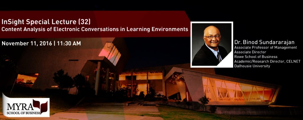 InSight Special Lecture (32) “Content Analysis of Electronic Conversations"  By Dr. Binod Sundararajan, Dalhousie University