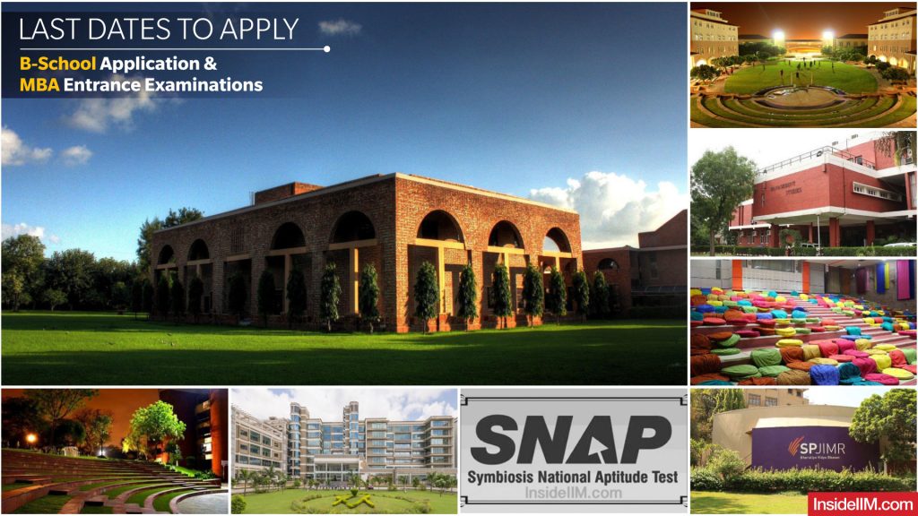 B-School Application And MBA Entrance Examinations | Last Dates To Apply