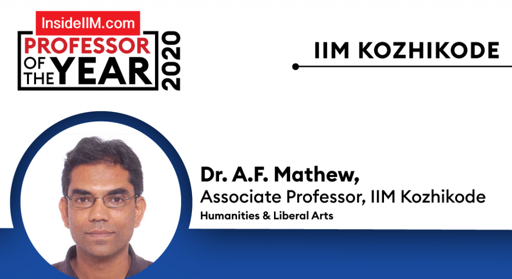 A.F. Mathew Is InsideIIM's Professor of The Year At IIM Kozhikode - Here's What He Brings To The Classroom