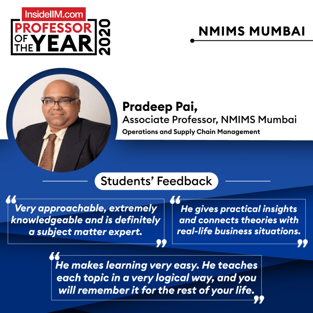 Prof. Pradeep Pai Is InsideIIM Professor Of The Year At NMIMS Mumbai - Here’s Why Students Love Him