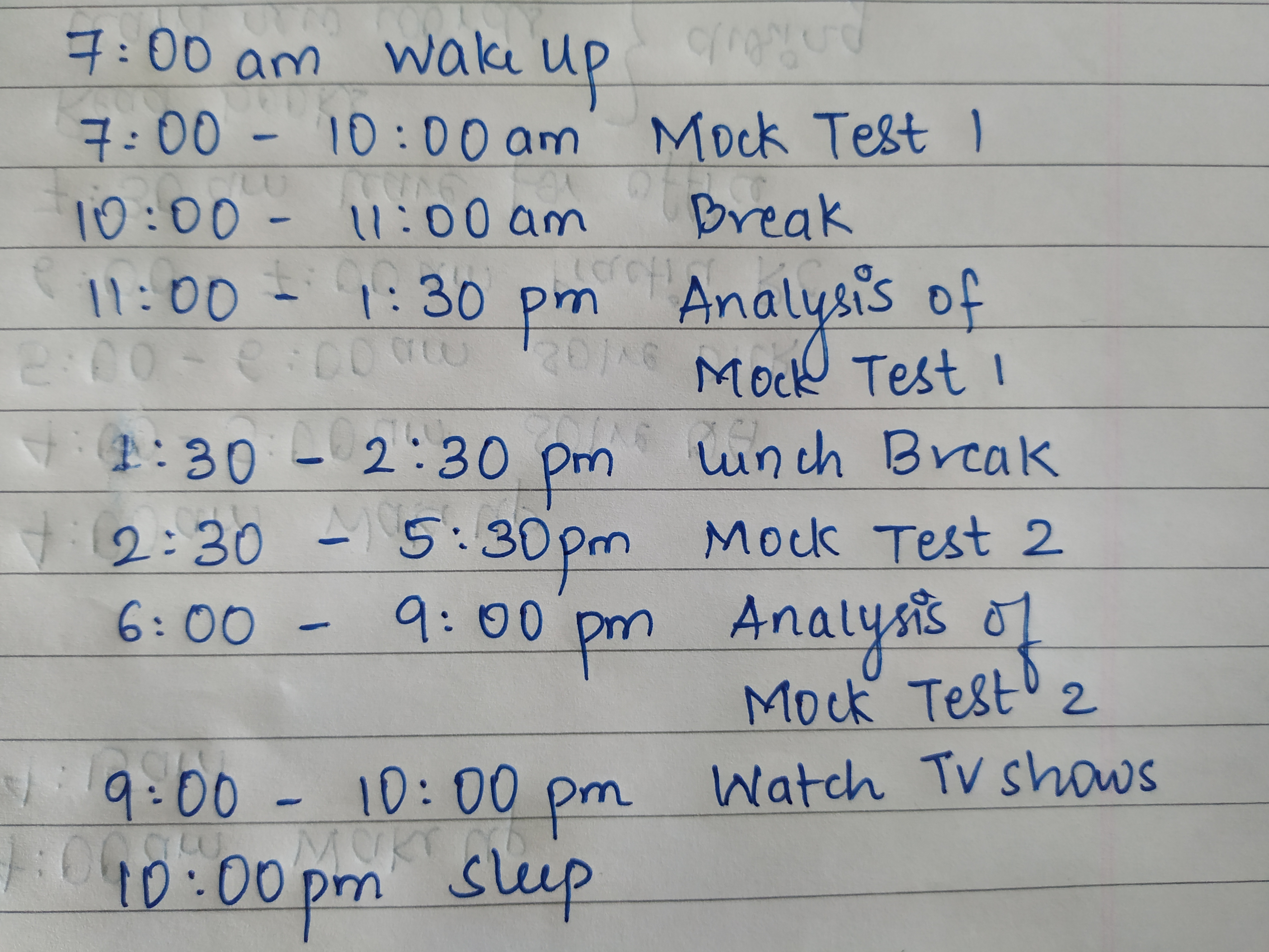 Time-table for weekends!