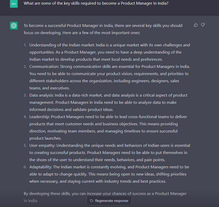Product Management Skills ChatGPT