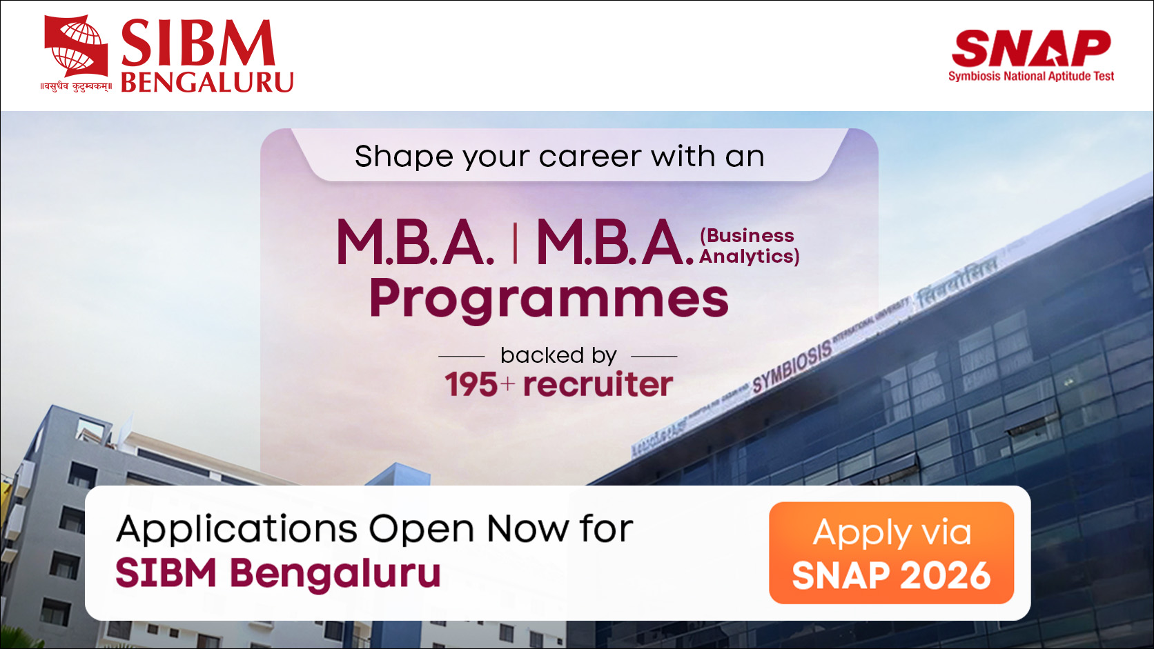 SIBM Bengaluru Opens Applications for 2027–29 M.B.A. and M.B.A. (Business Analytics) via SNAP 2026