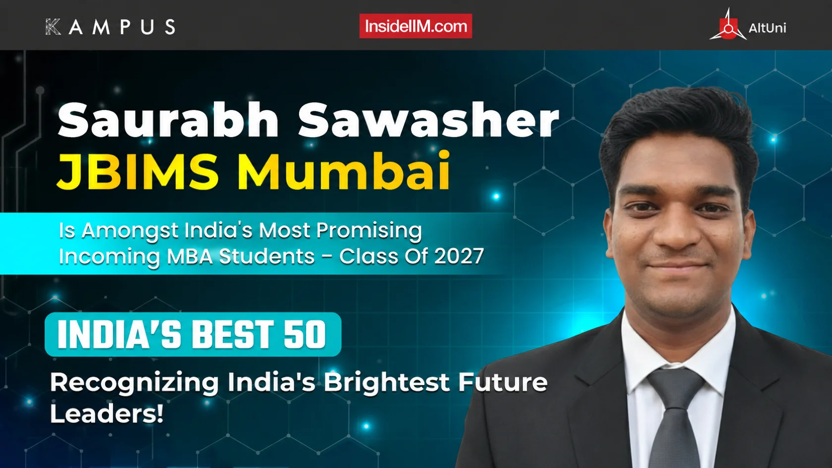 Saurabh Sawasher, JBIMS Mumbai | Best 50 | Most Promising Incoming MBA Student 2025
